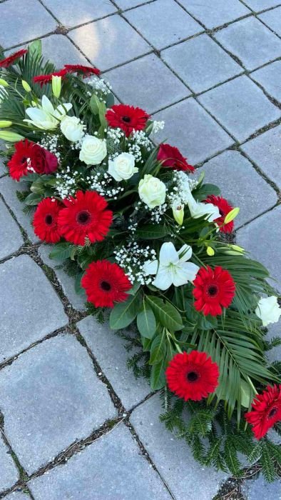 N-SS12 Suza za sanduk od crvenih gerbera i belih ruža