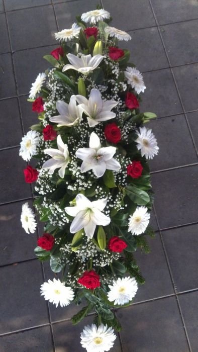 N-SS03 Suza za sanduk od belih ljiljana i gerbera